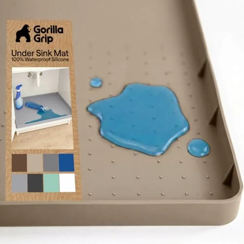 Waterproof Silicone under Sink Mat, 34x22 in, Beige
