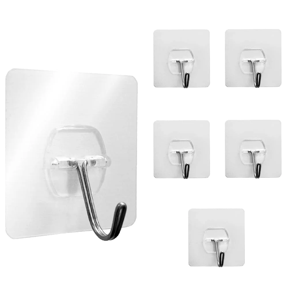 Heavy Duty Adhesive Wall Hook, 5-pack