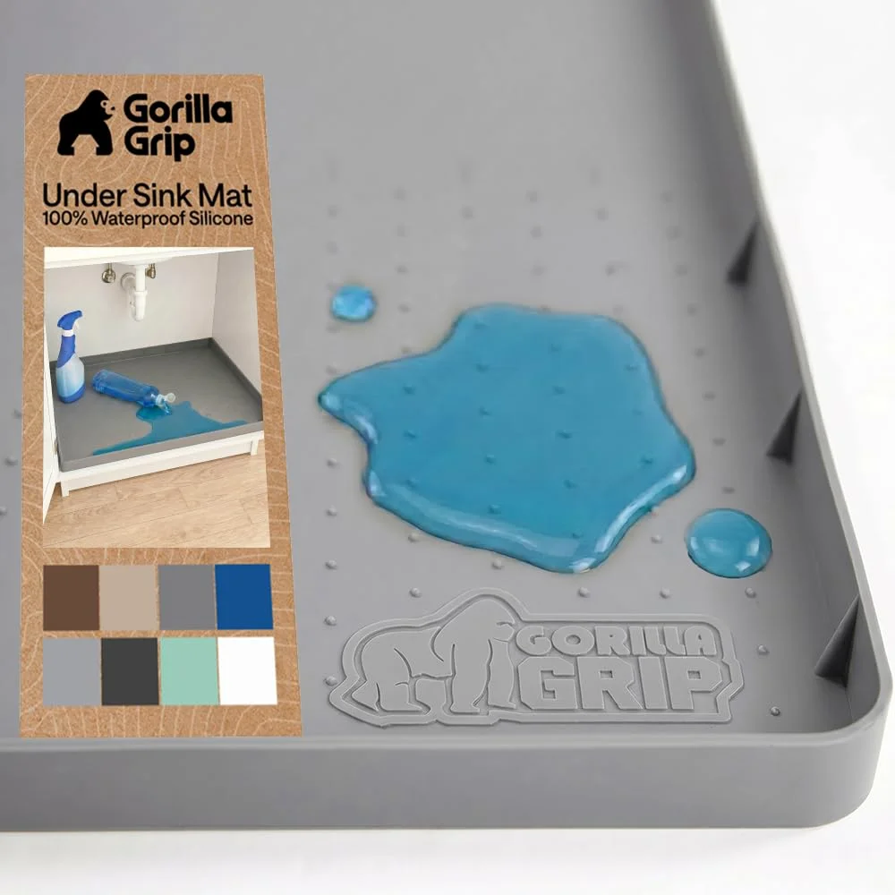 Waterproof Silicone under Sink Mat, 34x22 in, Gray