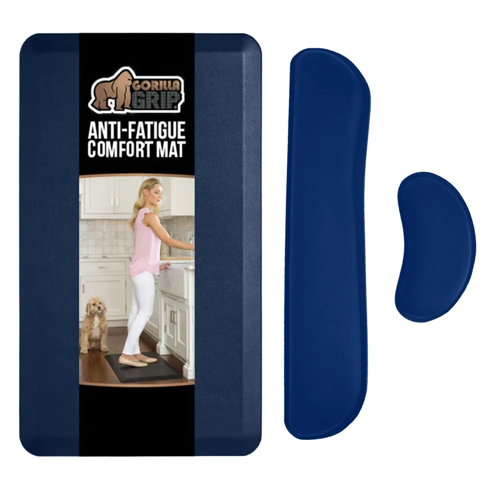 Antifatigue Mat and Wrist Rest, 39x20 in, Medium, Navy