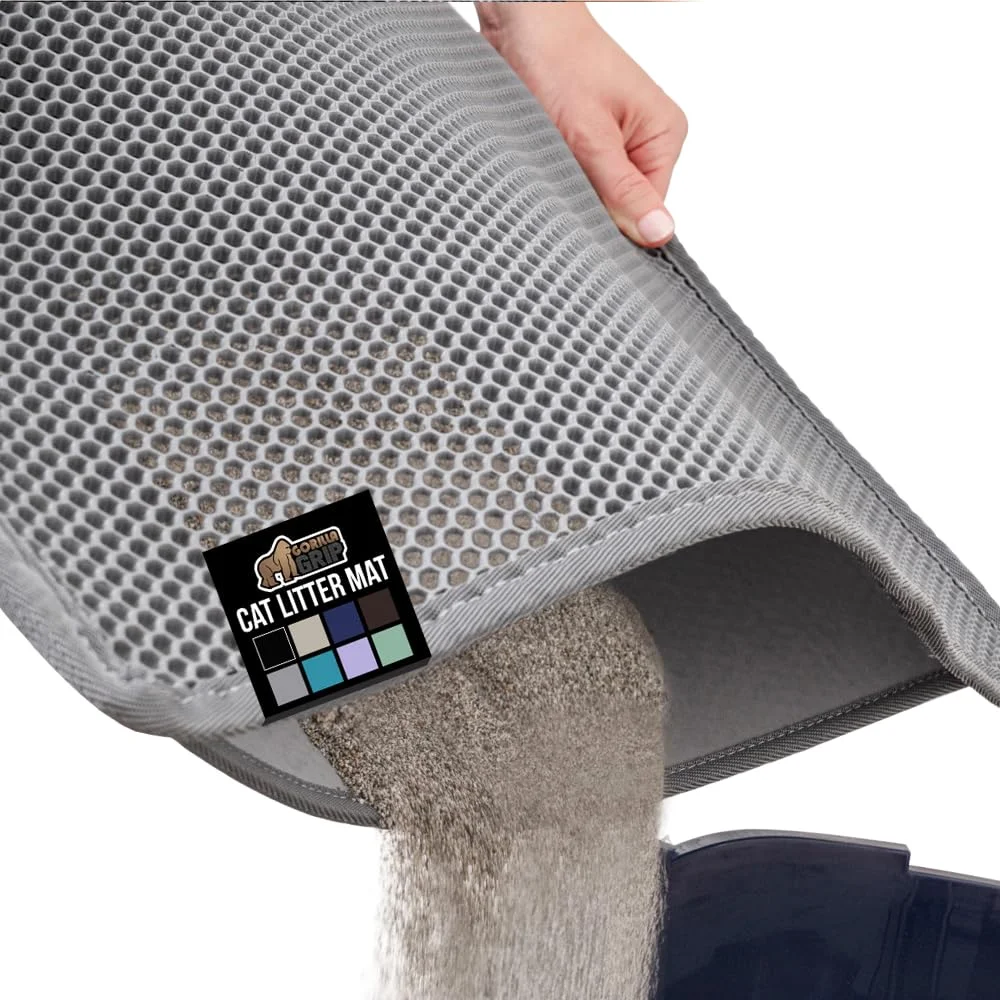 Honeycomb Cat Litter Box Mat, 24x15 in, Gray
