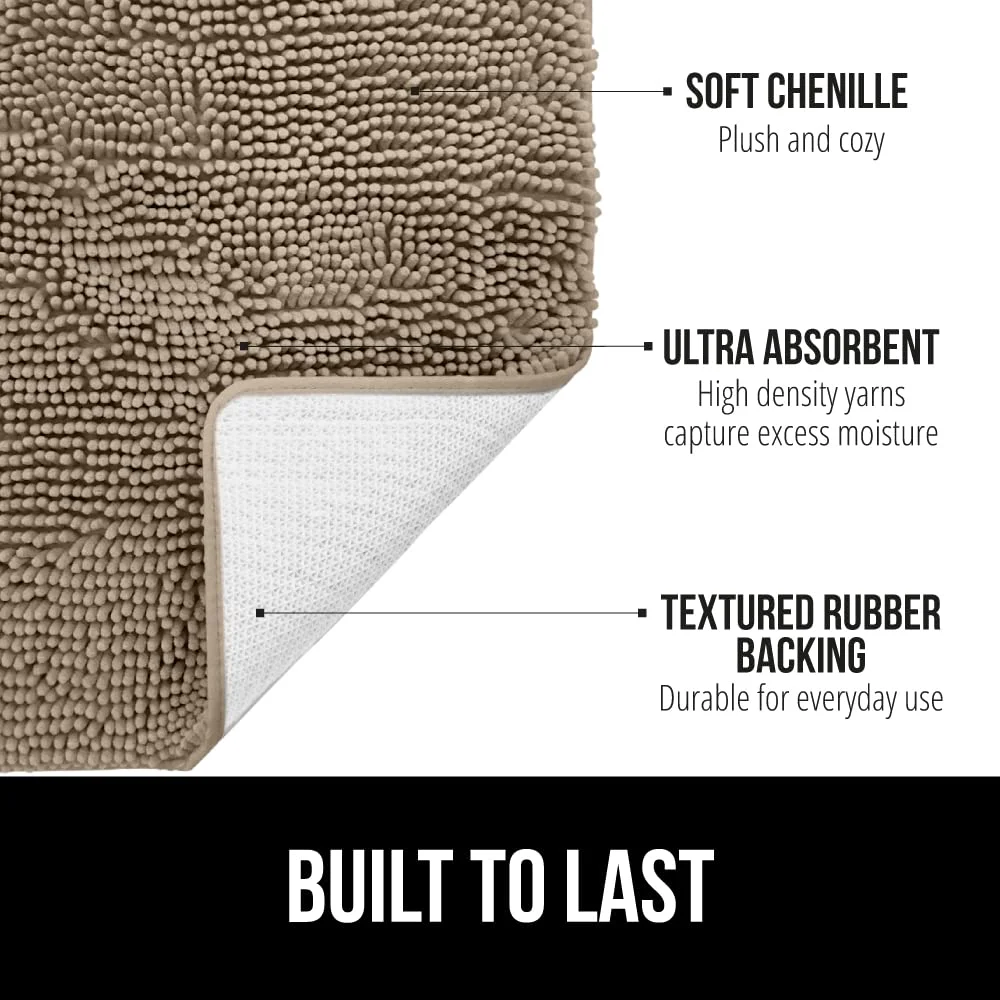 Chenille Bath and Waffle Shower, 36x24 in, Beige