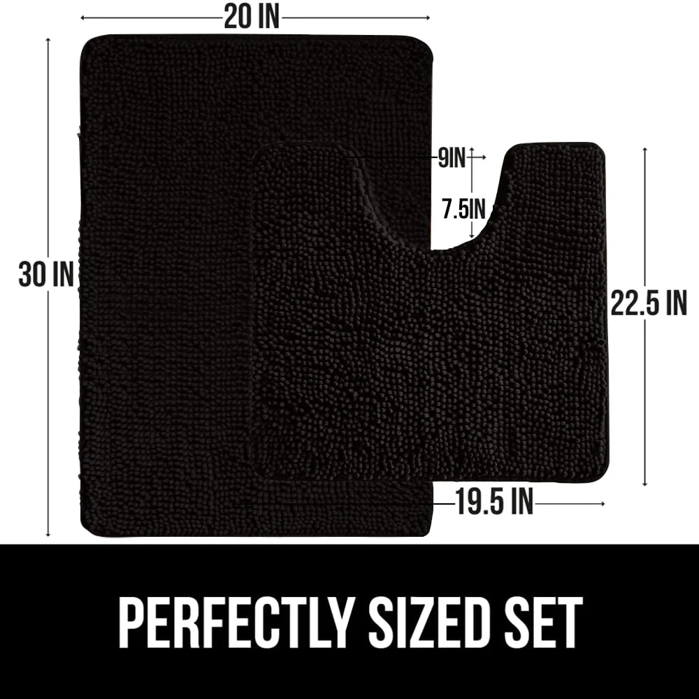 Memory Foam Bath Rug, 30x20 in, Black