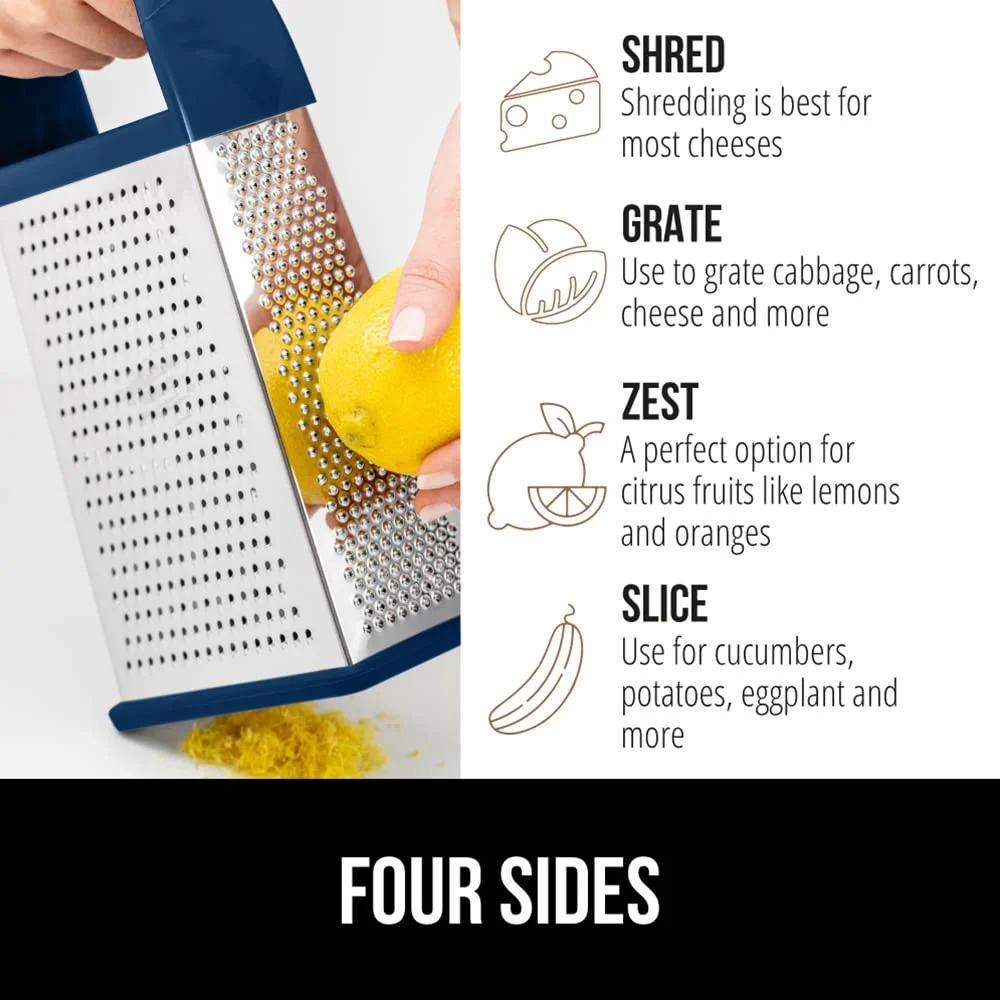 Box Grater and Vegetable Peeler, Blue