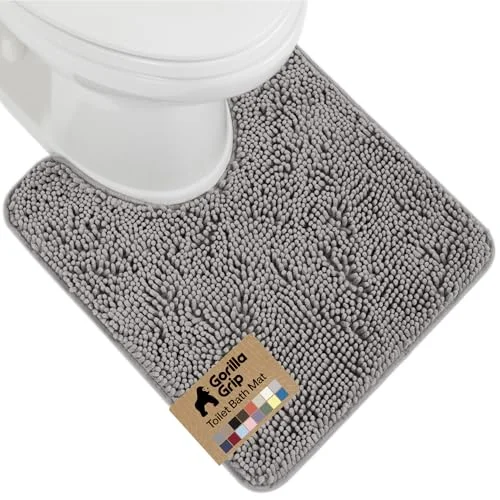 Chenille Bath Rug Mat, 24x19 in, Grey