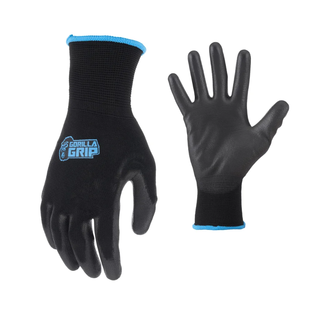 Work Gloves, 10 pairs, Large, Black