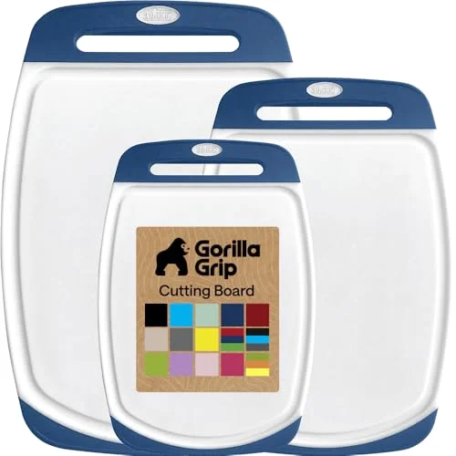 Bpa-free Reversible Kitchen Cutting Board, 3-pack, Blue