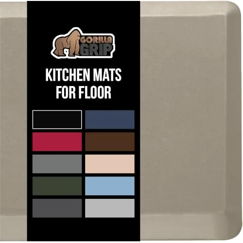 Cushioned Antifatigue Kitchen Mat, 24x17 in, Taupe