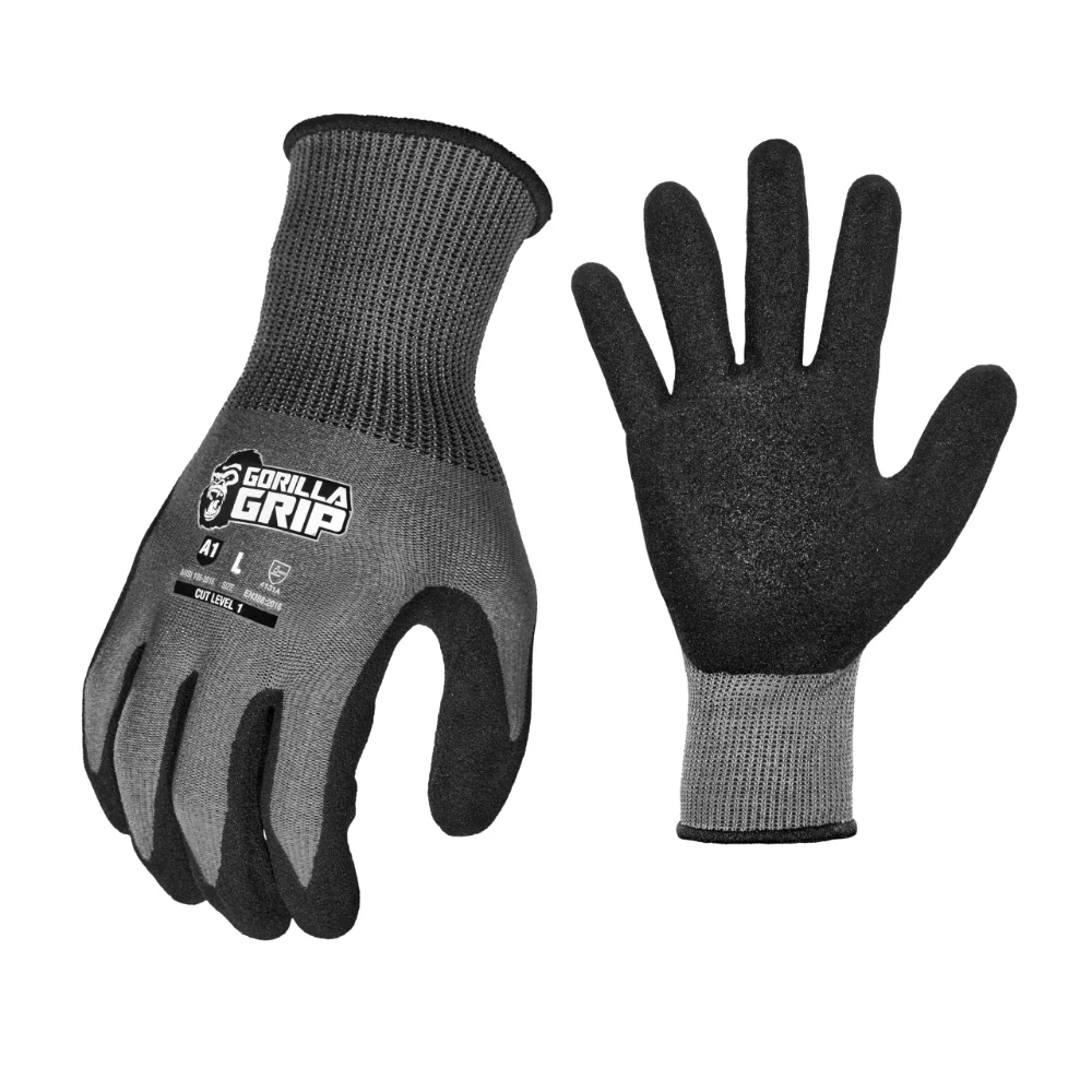 A1 Precision Grip Work Gloves, 1 pairs, Medium, Grey