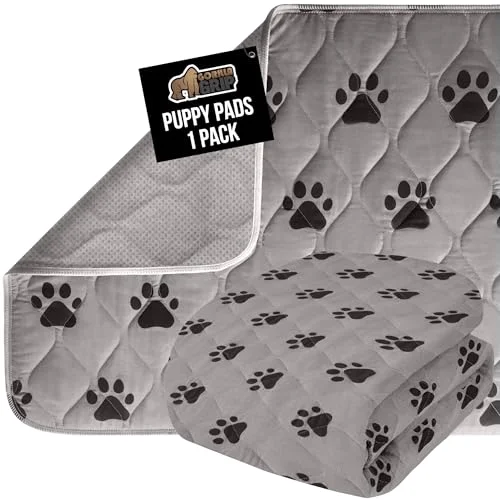 Washable Puppy Pad, 34x21 in, Paw Gray