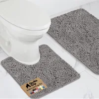 Bathroom Area Rug Sets, 30x20 in, Grey