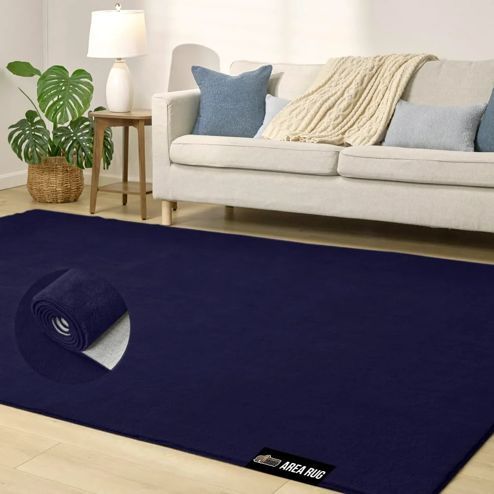 Slip Resistant Area Rug, 5x7 ft, Navy