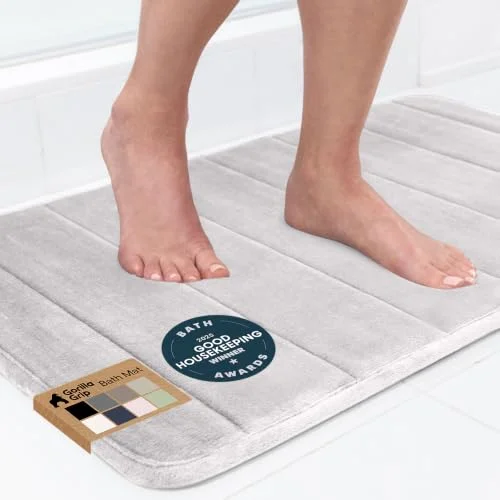 Absorbent Memory Bath and Shower, 24x17 in, Light Gray